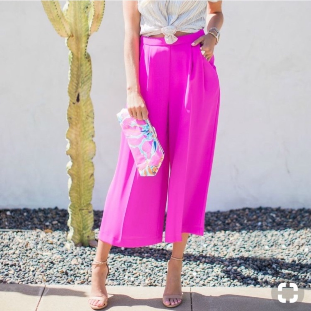 Topshop hot pink culottes
